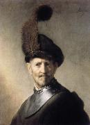 REMBRANDT Harmenszoon van Rijn Man in a Plumed Hat and Gorget Germany oil painting artist